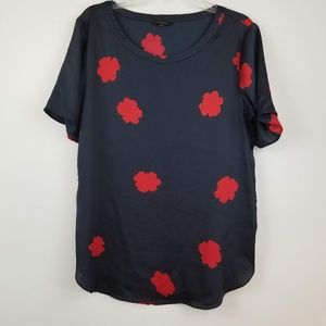 Banana Republic Tops - Banana Republic navy blouse with red floral print Banana Republic Tops - Banana Republic navy blouse with red floral print
